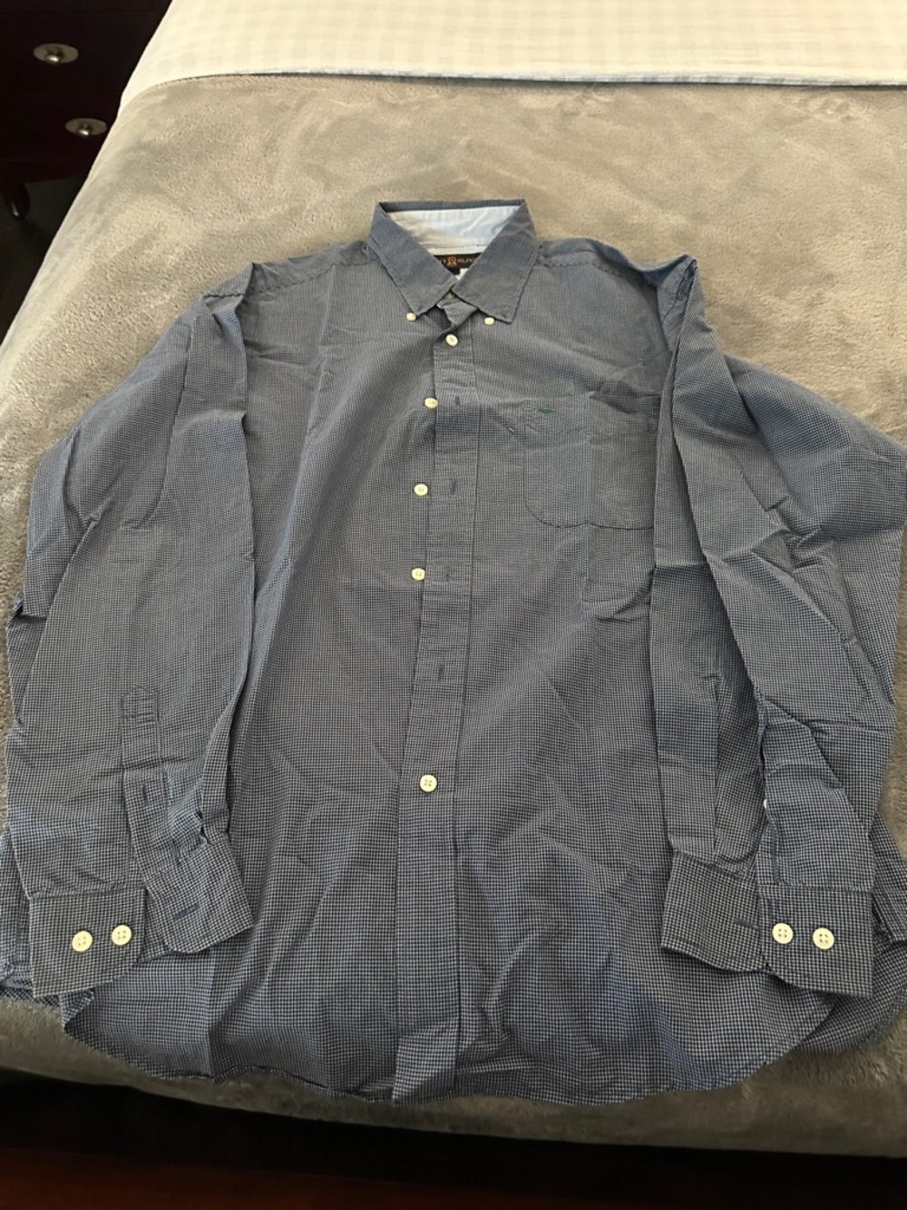 Tommy Hilfiger Navy Micro-Check Button-Down Dress Shirt